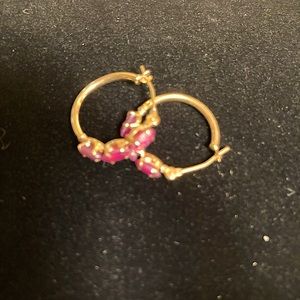 10k gold and ruby hoop earrings